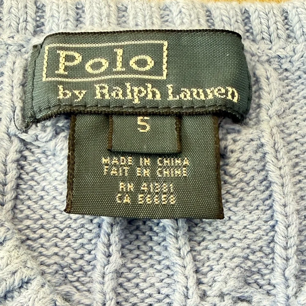 Polo Ralph Lauren Boys' Cable Knit Light Blue Cotton Sweater Vest Size 5